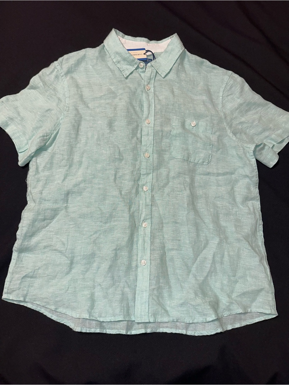 Caribbean Joe linen shirt mens Short-Sleeve Light green Button-Up Shirt XXL